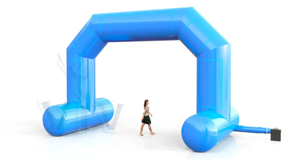 Diagonal self - standing gate 8 m commercial promotional inflatable gate